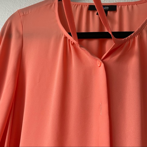 NWT Coral Orange Spanish Gardens Sheer Button Blouse Top - Picture 5 of 9